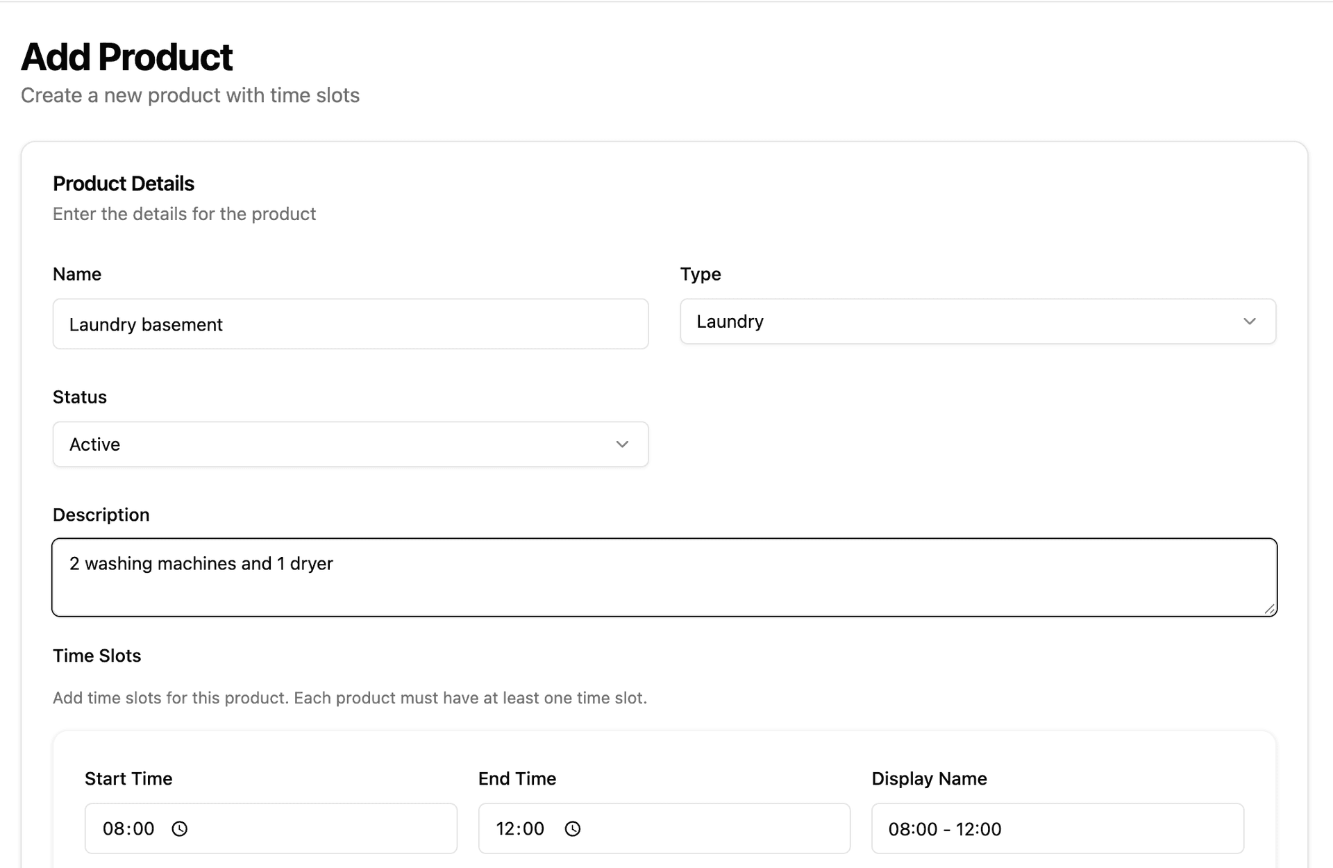 Booking Map admin dashboard showing resource creation form with fields for configuring bookable rooms, equipment, and vehicles