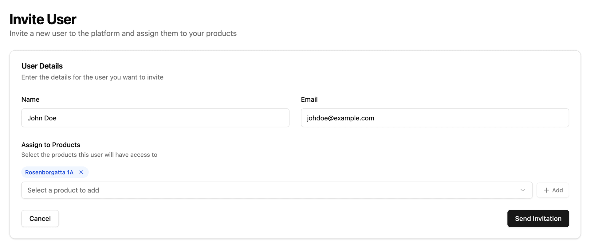 User invitation and assignment interface in Booking Map showing how administrators assign booking permissions and access rights to team members